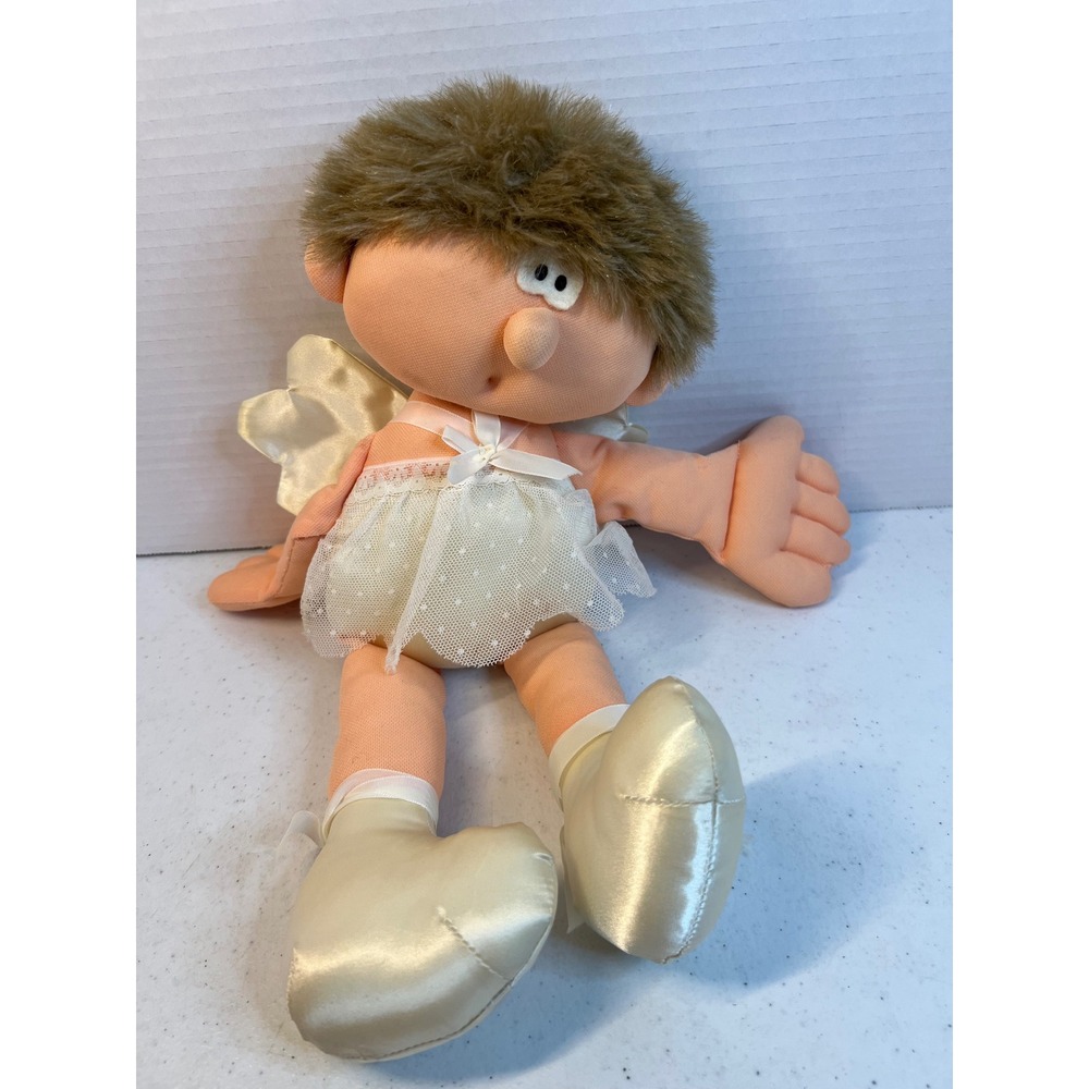 Vtg 1984 Hallmark Angel‎ Plush Doll  Somebuddies Heavelyn Brown Hair 14"